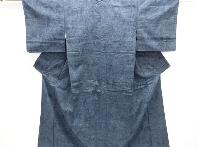 JAPANESE KIMONO / ANTIQUE KIMONO / SILK / TSUMUGI / WOVEN ABSTRACT PATTERN